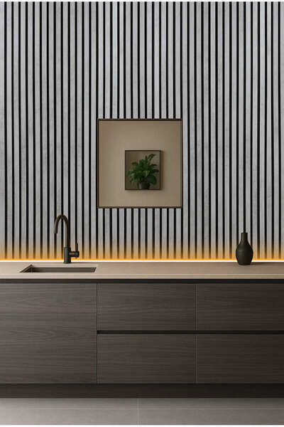 shop Mdf Ahşap Akustik Duvar Paneli 60x275 Cm - Açık Taş