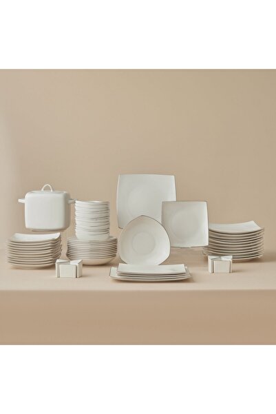Karaca Square Bone Lucia 60-teiliges Tafelservice für 12 Personen – Gold