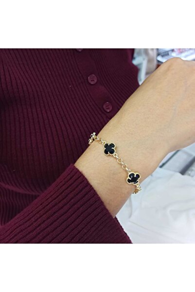 Simge Gümüş Gold Clover Bracelet