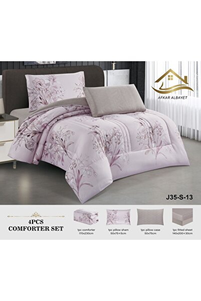 Afkar Albayet Summer single and a half bedspread, 4 pieces, embroidered microfiber