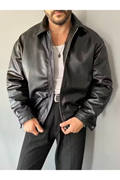 TÜZeMEN Inflatable Leather Jacket with Elastic Waist