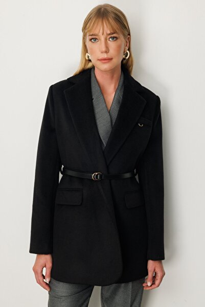 Ekol Beli Belted Coat with Pocket Flaps