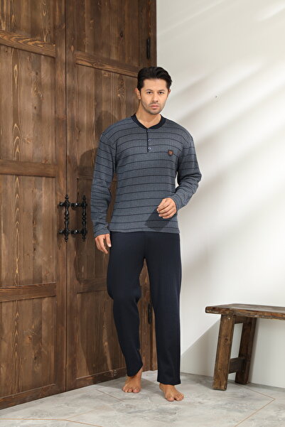 CALİA Χειμερινό ανδρικό σετ πιτζάμες με μακρυμάνικο γιακά με κουμπιά