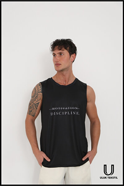 ULUK TEKSTİL Discipline Over Motivation Baskılı Erkek Sporcu Atleti – Nefes A...