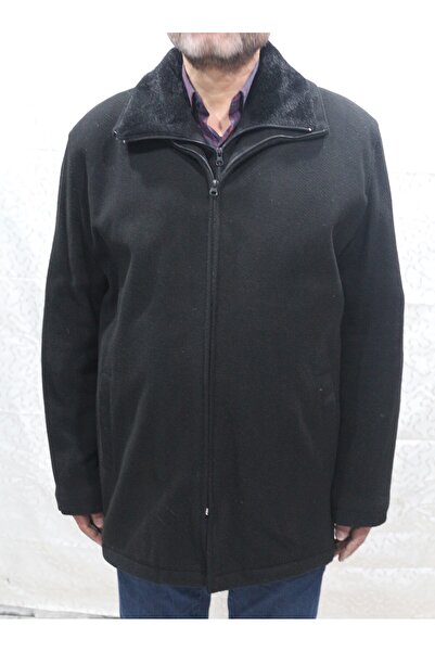 Bilgiçler erkek kaşmir kaban siyah balık sırtı