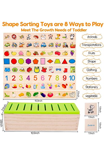 007 AugToy Montessori Wooden Sorting Toy - Educational Sorting Box for Toddlers (1-4 yrs)