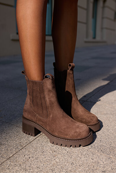 ANGELİNA JONES Γυναικείες μπότες PASCALİ ΚΑΦΕ ΑΠΟ ΓΝΗΣΙΟ ΔΕΡΜΑ ΣΟΥΕΤ ΕΛΑΣΤΙΚΕΣ