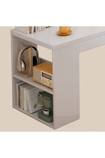 KEKE Premium Computer Desk with Integrated Bookshelf Study Table for Student and Home Office 120×120CM