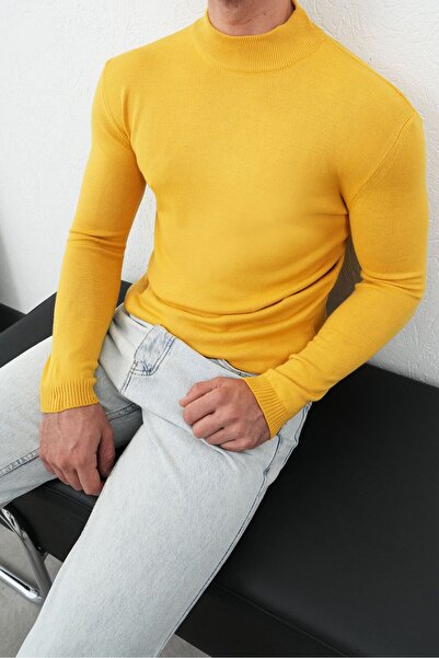TÜZeMEN Sleeve and Waist Elasticated Half Turtleneck Knitwear