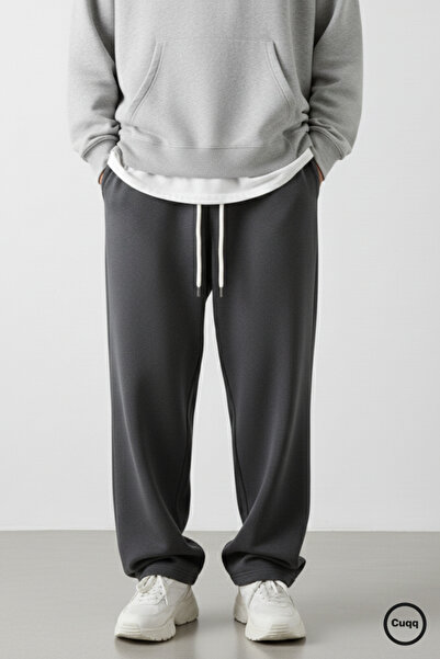 Cuqq Denim Erkek Baggy Eşofman Altı Oversize Bol Paça 3 İplik Kalın Kumaş Str...