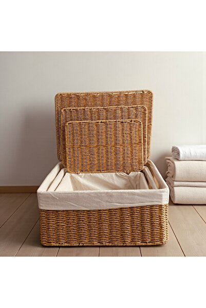 ELZEY HOME Ратанова правоъгълна кошница с подплата S 32X22 cm