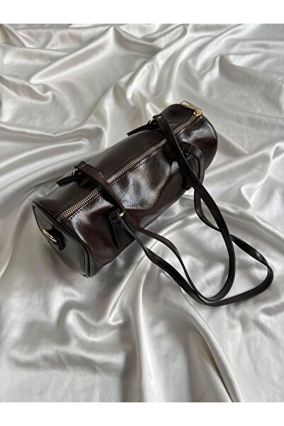 Mia Collection Geantă de mână și de umăr pentru femei, model Canyon, maro fie...