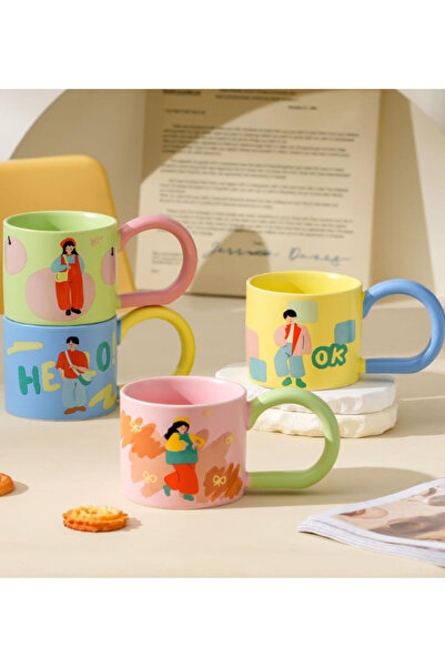 Dörtel Tedarik Large Handle Ceramic Mug with Boy and Girl Models 2001