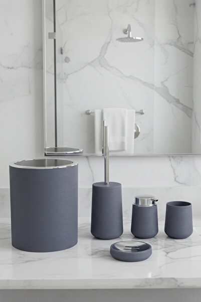 Vadi طقم حمام أوليفيا الحديث من الأكريليك الرمادي مكون من 5 قطع