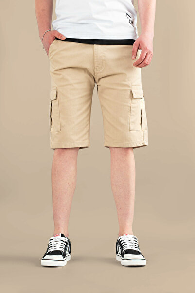 bombe Men's Gabardine Bermuda Canvas Lycra Cargo Pocket Shorts