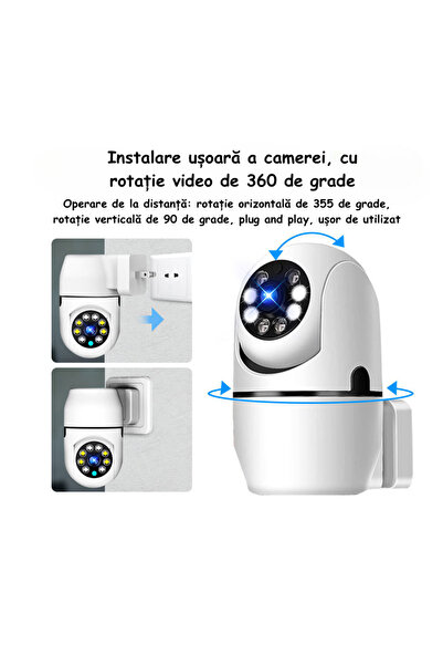 ambrasmart 360° HD surveillance camera, WiFi, night vision, voice intercom and motion detection
