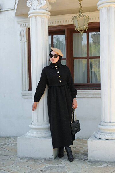 Butik Kadın Tüvit Kumaş Düğmeli Elbise