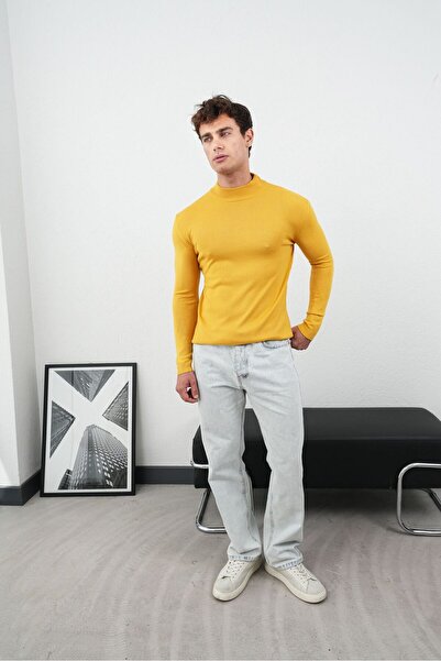 TÜZeMEN Sleeve and Waist Elasticated Half Turtleneck Knitwear