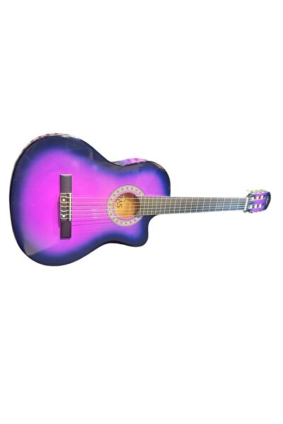 müzikhane Mor Klasik Gitar Kesik Kasa Sap Ayarlı 4/4 Tam Boy Kılıf-pena-askı-kapo-sticker-çevirici-(CBK)
