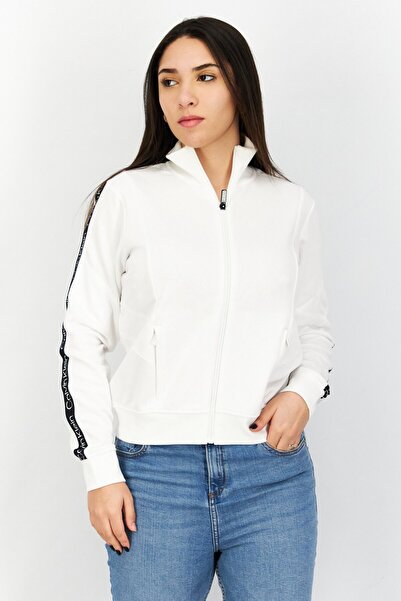 Calvin Klein Women Brand Logo Motor Jacket, White