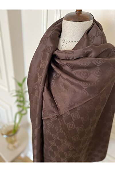 BG SCARF Kahverengi V Desenli İpek Jakar Şal