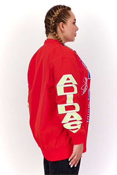 adidas Women Sportswear Fit Outdoor Windbreaker Jacket, Red Combo