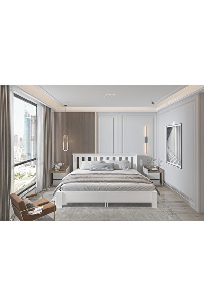 Ninnimo Altay Çift Kişilik Beyaz MDF Bazalı Karyola