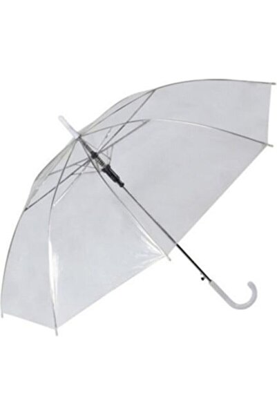 Genel Markalar 8 Telli Fiber Iskelet Otomatik Açılır Baston Şeffaf Şemsiye