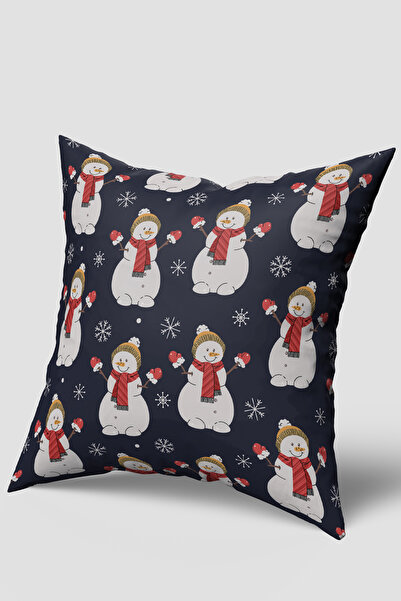 EsnafAli Husă de pernă de Crăciun cu omi de zăpadă drăguți albastru marin
