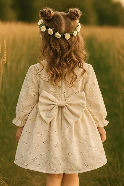 2kids2mom Rochie pentru fetiță cu mâneci lungi, cu decolteu în V, pentru ocazie specială, ziua de naștere, petrecere de nuntă, ocazională, rochie pentru fetiță