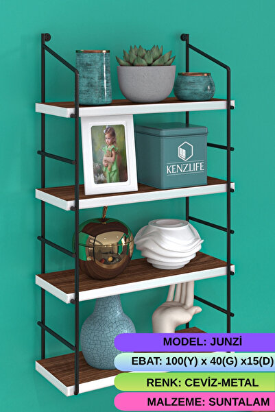 Kenzlife kitaplık junzi mat ceviz suntalam 100(Y)*40(G)*15(D)4 KATLI mutfak b...
