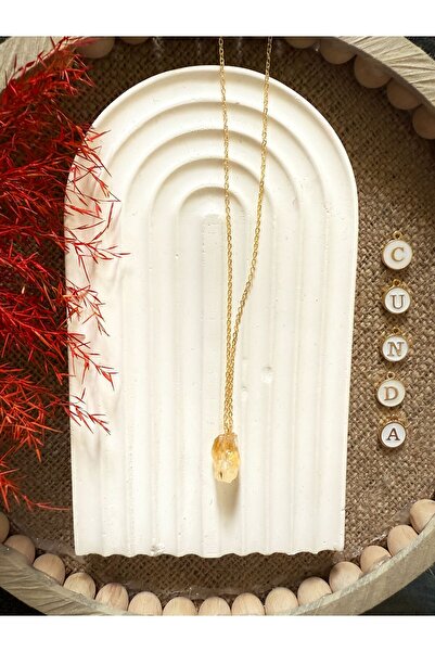 Cunda Takı Orijinal Sitrin (para Taşı) Kolye