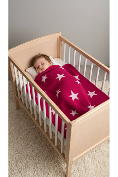 Sebir Moda بطانية أطفال تريكو منقوشة بنجمة 90x90 سم