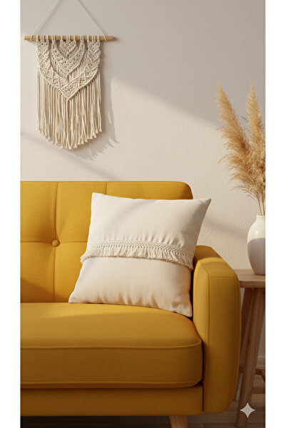 Vannes Home Husă de pernă boemă cu textura naturală cu ciucuri, 2 piese, 43x43