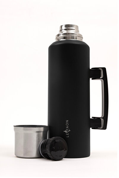Le Paon ‎ 1.5 Liter, 304 Stainless Steel Thermos, with Folding Handle, Keeps Hot for 24 Hours, Keeps Cold for 48 Hours, Leak-Proof
