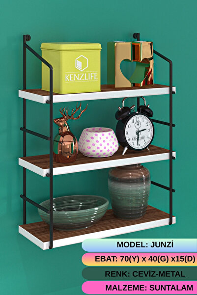 Kenzlife kitaplık junzi mat ceviz suntalam 070(Y)*40(G)*15(D)3 KATLI mutfak b...