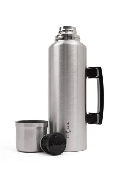 Le Paon ‎ 1.5 Liter, 304 Stainless Steel Thermos, with Folding Handle, Keeps Hot for 24 Hours, Keeps Cold for 48 Hours, Leak-Proof