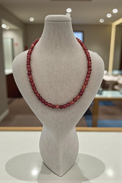 NBS Beautiful Naturel Stones Red Agate Necklace 40 cm Real Natural Stone Necklace for Women