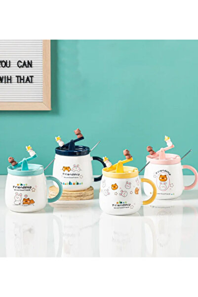 Dörtel Tedarik Cute Bear and Rabbit Seesaw Ceramic Mug 1967