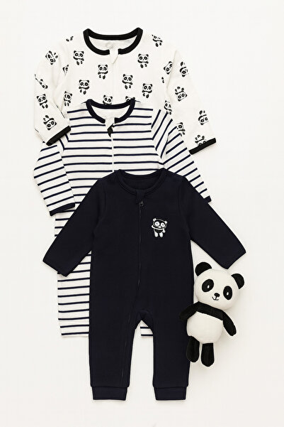 İZYALİF BABY Baby Boy 3-Piece Jumpsuit Set Daily Zippered Without Booties