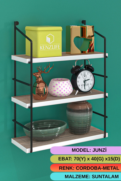 Kenzlife kitaplık junzi mat cordoba suntalam 070(Y)*40(G)*15(D)3 KATLI mutfak...