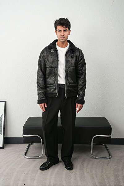 TÜZeMEN Colorful Fur Collar Belted Leather Coat