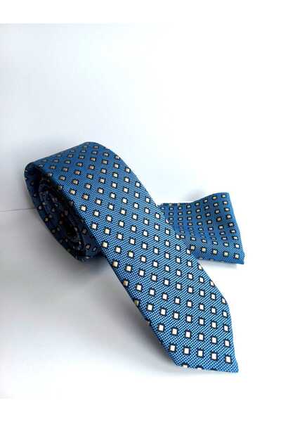 Kravatistan 5.5cm Tiny Square Patterned Thin /Slim Tie Handkerchief Set
