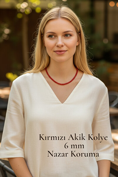 NBS Beautiful Naturel Stones Red Agate Necklace 40 cm Real Natural Stone Necklace for Women