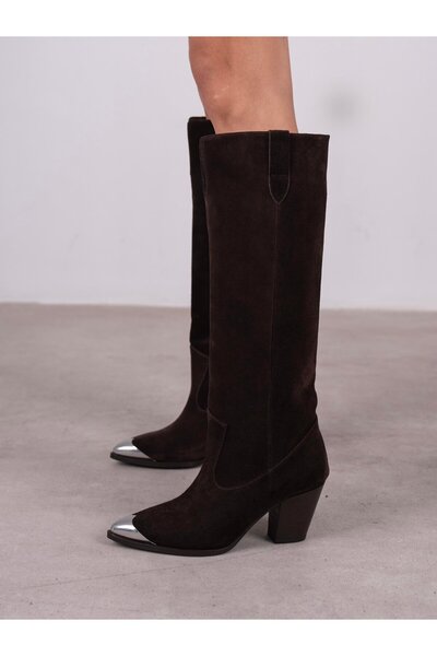 ECENİN BUTİĞİ Bradley Kahve Süet Hakiki Deri Çizme
