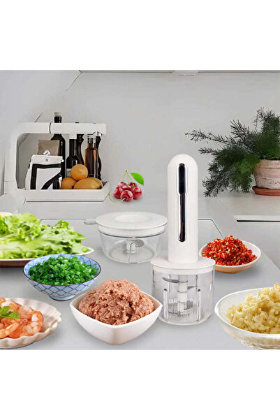 Generic Electric Handy Stick Food Chopper Combo | All-in-One Wireless Kitchen Chopper & Meat Mincer (Ivory)