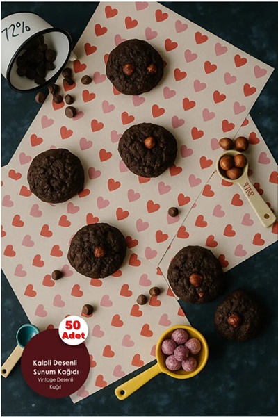 Kitchen Beauty 50 Adet Kendinden Kalp Baskılı Vintage Desenli Kağıt | 50 Adet...