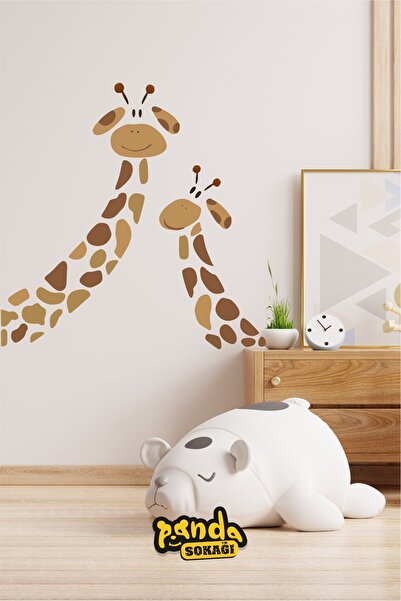 PANDA SOKAĞI مجموعة ملصقات الزرافة السعيدة للأم والطفل، ملصق جداري على شكل زرافة
