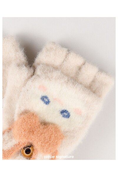 PIECE SIGNATURE 95% فيسكوز 5% سباندكس، قفازات مقصوصة بغطاء ناعم للفتيات (4-8 ...