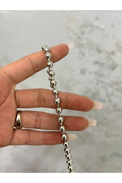 Gönülden Tasarım 1 METRE GÜMÜŞ RENK METAL BONCUK ZİNCİR